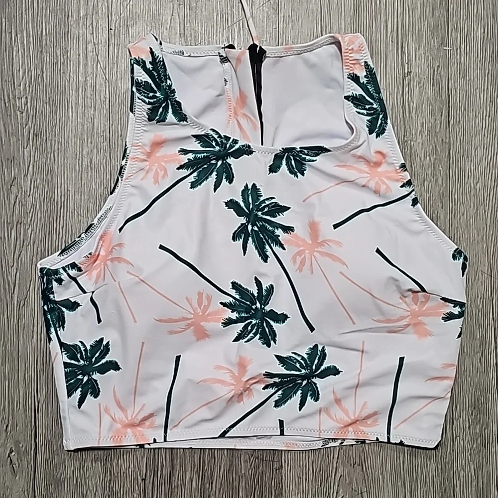 2-Piece Palm Tree/Green  Swimsuit Medium